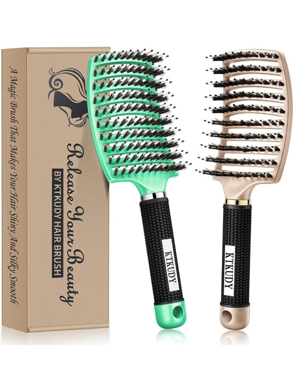 2 Pack Detangling Brushes for All Hair Types - Wet & Dry Use, Perfect for Women